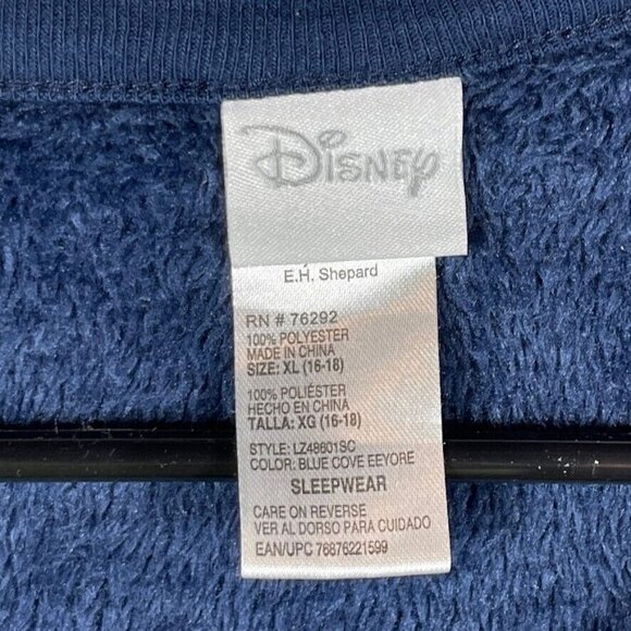 Disney Long Sleeve Sleepwear Women's Size XL Eeyore "Bah Humbug" Blue Fleece - Picture 4 of 8